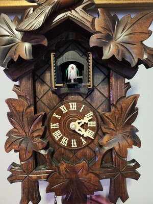 Cuckoo Clock, Traditional Black Forest Handcrafted Wooden Quartz