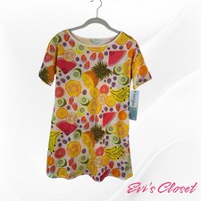 Cat  Jack Multicolor Fruit Print Short Sleeve Girls Nightgown Size L 10-12