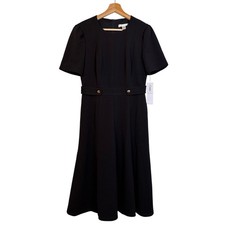 London Times Short Sleeve Fit and Flare Midi Dress Sz 6 Taps Cocktail Office NWT