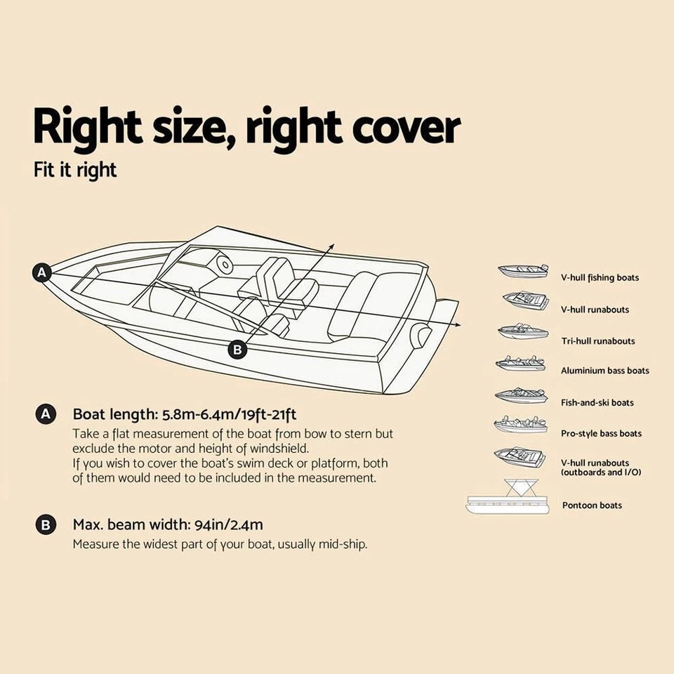 Seamanship 19-21ft Boat Cover Trailerable Jumbo 600D Waterproof Marine Grade - image 2 of 4