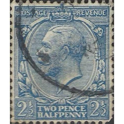 Vintage Great Britain 2½d Blue King George V Postage Revenue Stamps – Used Pair