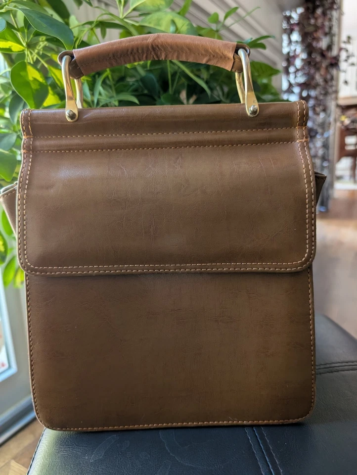 Vintage Belle Rose Leather Crossbody Bag Multi Pocket Organizer Handbag - Image 2 of 4