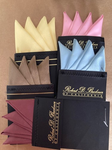 NEW! ALL Together Sale: Set Of 5 Pocket Squares/Yellow, Blue, Pink, Wine, Brown. - Picture 1 of 7