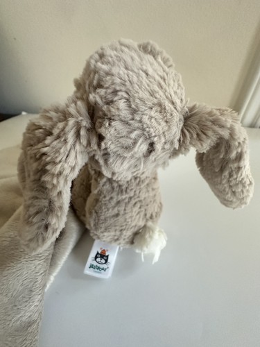 Jellycat London Baby Light Taupe Bashful Bunny Rabbit Plush Blanket Soother Love - Picture 6 of 7