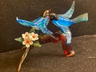 RARE Vintage SIGNED Tomassi Murano Pair of Love Birds on Tree Glass Figurine