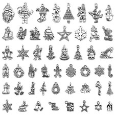 JIALEEY Christmas Charms, Wholesale Bulk Lots Christmas Charm Mixed Tibetan Silv