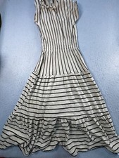 Caara Knit Dress Womens XS Tan Wesley Stripe Tiered Cap Sleeve Smocked Waist
