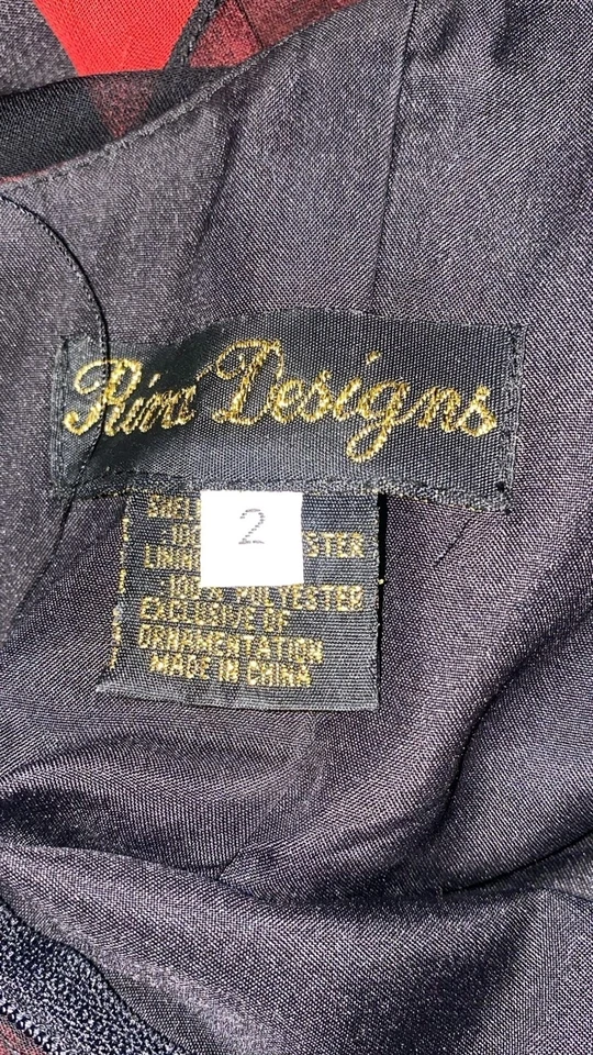 Vestido de graduación gótico bruja grunge con volantes con cuentas negro y rojo de colección años 90 para mujer talla 2 Foto 4 de 4