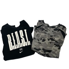Nike Boys Long Sleeve Shirts Lot of 2 Size XL Camo Beast Football Black Gray