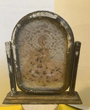 Handmade Victorian Lady With Antique Lace In Shabby Chic Vintage Frame