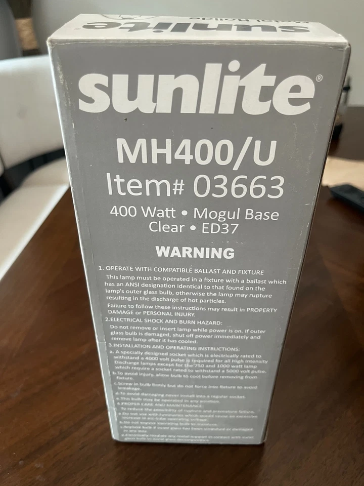 Sunlite MH400/U/MOG 400 Watt Metal Halide Light Bulb, Clear FREE SHIPPING - Image 3 of 4