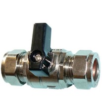 15mm Lever Operated Large Bore Chrome Isolation Valve - 2 PACK