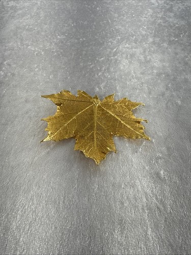 VINTAGE COSTUME JEWELRY "NATURE'S CREATIONS" LARGE GOLDEN MAPLE LEAF COLLECTORS - Afbeelding 2 van 14