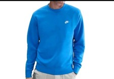 Men Medium Nike Sportswear Club Fleece Sweatshirt Crewneck Photo Blue FN3886-435