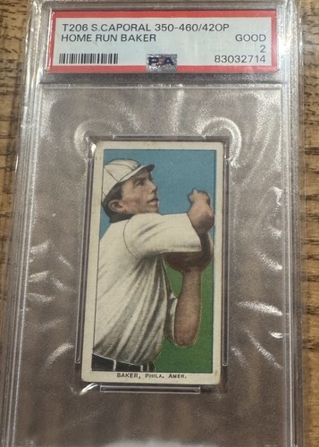 Home Run Baker 1909-11 T206 Sweet Caporal 350/30 Card PSA 2 Good