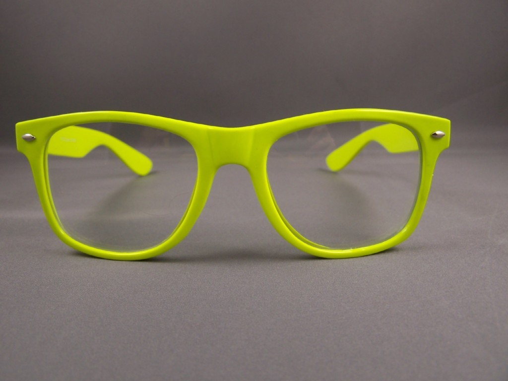 Yellow frame Clear lens risky business retro 80s style sunglasses
