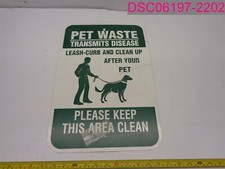 Scratch/Bent; "Pet Waste Transmits Disease" Sign 18"x12" Aluminum Green/White