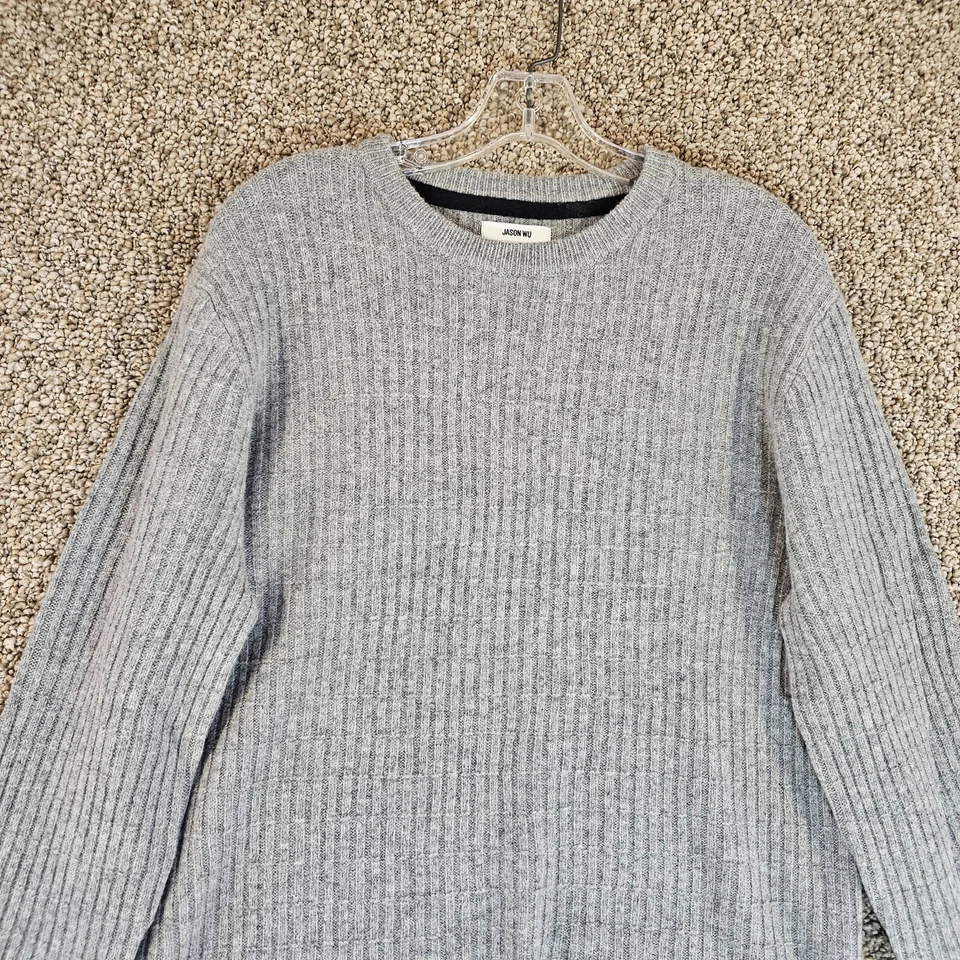 Suéter masculino Jason Wu lã cashmere manga longa média pulôver com nervuras - Imagem 3 de 4