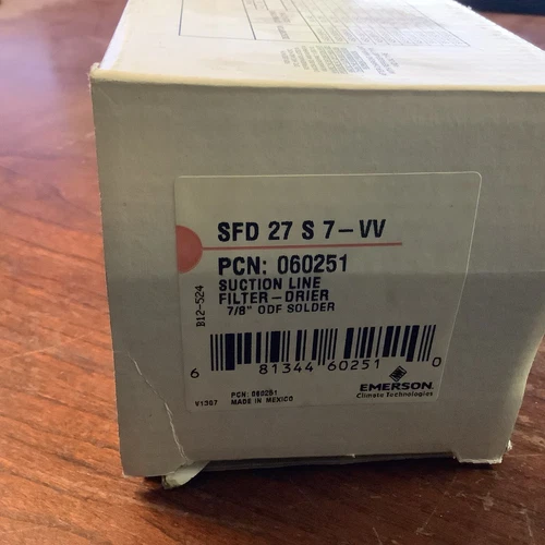 Emerson SFD 27 S 7-VV Suction Line Filter-Drier 7/8” ODF Sweat (new)
