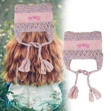 Pink Girl Y2K theme Party Hat Knitted Hat Balaclava-hat Thicken Handwoven Hat