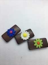 2 PC Lot Large 3/4 x 1 3/4 In Flower Wood Beads Spacers 148 Free Ship US Seller
