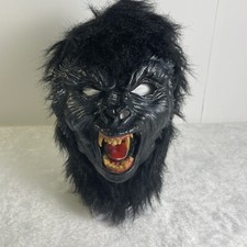Gorilla Halloween Mask Black Hairy Scary Big Teeth Costume Full Head