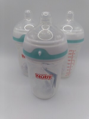 Nuby Anti-Colic Infant Bottles -Silicone Nipples NEW 270 ml 9 oz. Lot of 3