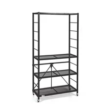Origami R2 Series Folding Steel Storage Rack with Adjustable Shelves, Black