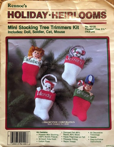 Mini Stocking Tree Trimmers Kit make 4 Doll Soldier Cat Mouse - incomplete - Picture 2 of 8