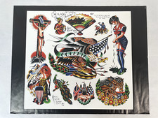 Kahlil Rintye Marked Vintage Tattoo Flash Sheet 15.5" x 15.0"