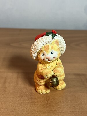 1990 Summit Corp Cat Santa Ornament With Bell 2 