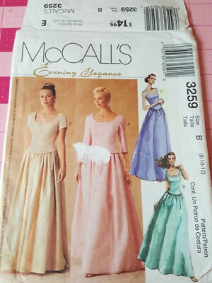 McCalls Pattern 3259 Evening Elegance Tops Full Skirts Formal Sizes 8 10 12 FF | eBay McCalls Pattern 3259 Evening Elegance Tops Full Skirts Formal Sizes 8 10 12 FF | eBay