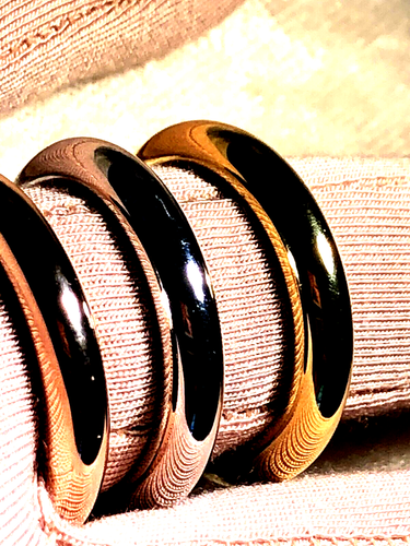 BELLA ORO SET 3 POLISHED FEDINE RINGS, 14K GOLD OVER RESIN, SIZE 6.5 (M4362G-24 - Picture 4 of 8