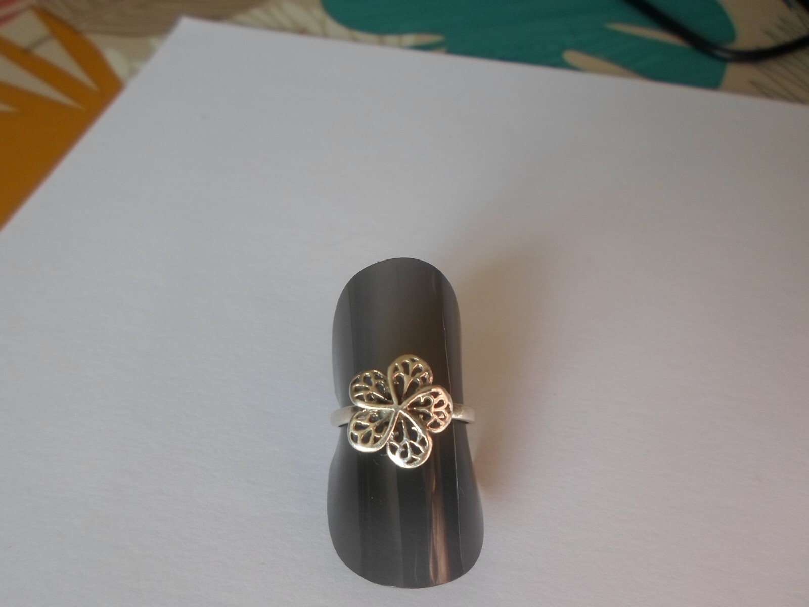 solid silver ring, openwork flower, filigree, siz… - image 8