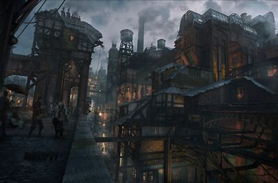 Landscape  fantasy art architecture old building Custom Gaming Mat Desk