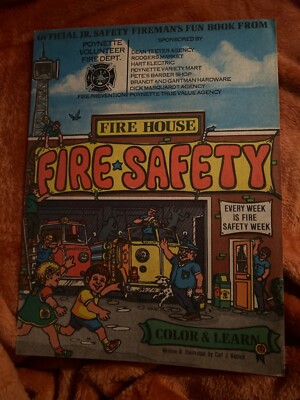 Fire Safety Color And Learn Book Kocich 1976 Vintage Firehouse Firefighter
