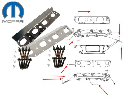 Auspuff Krümmerschrauben + Krümmerdichtungs Set Dodge RAM 1500 DS 5,7L ab Bj:09-