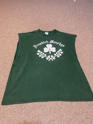 Vintage 2000s Dropkick Murphy s Shamrock & Roll Chopped Sleeveless Green T Shirt