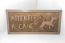 Targa in legno " Attenti al cane" - cartello - insegna - etichetta 34 cm x 15 cm