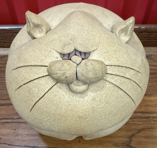 Handarbeit 70er Steinzeug dicke Katze Sparschwein Korken Stopfen Kunst Studio Keramik Dekor - Bild 2 von 12