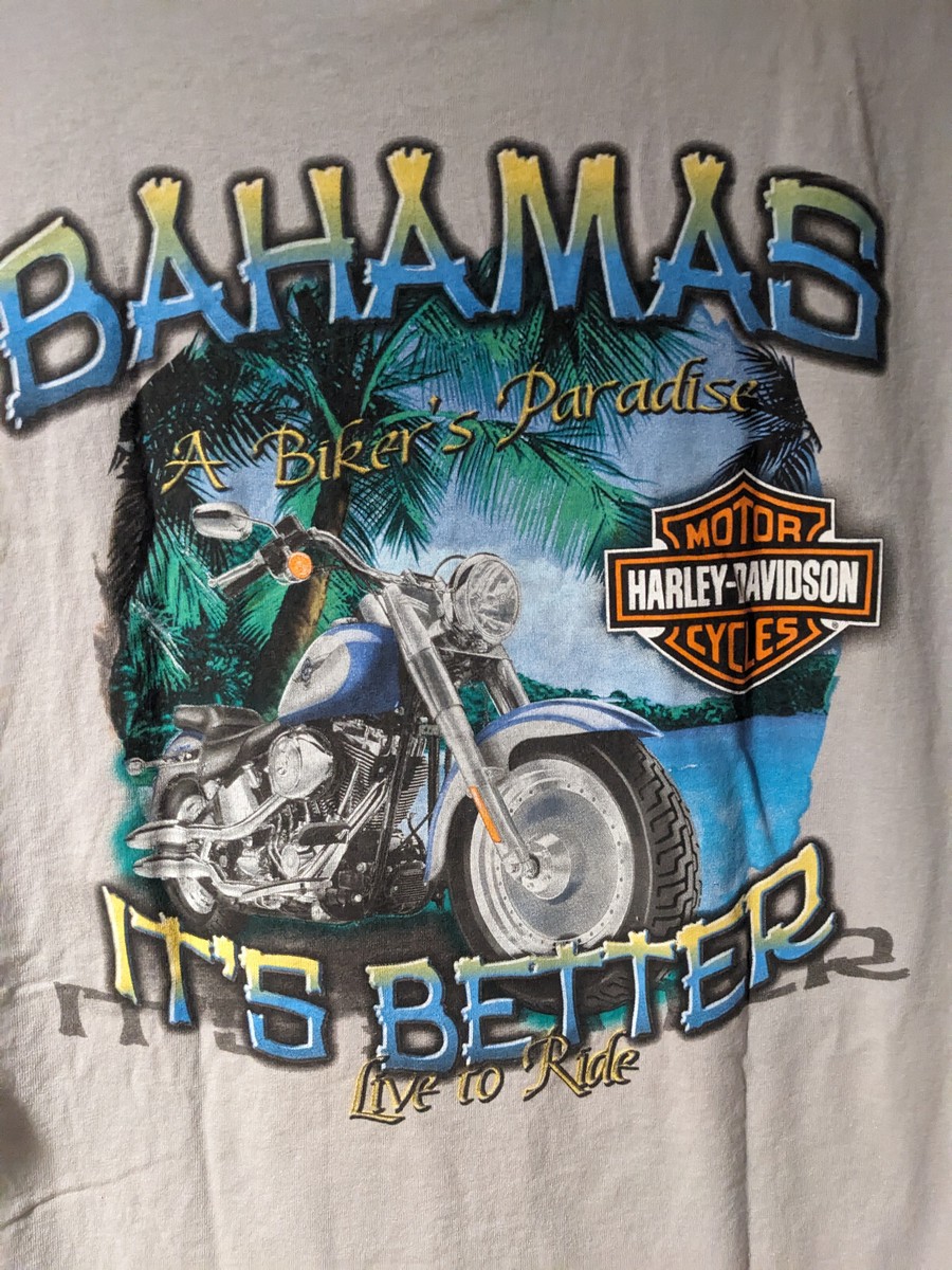 【きゆう】Harley-Davidson Bahamas 長袖シャツ Vintage 2010's Harley Davidson Motorcycle Bahamas Hawaii
