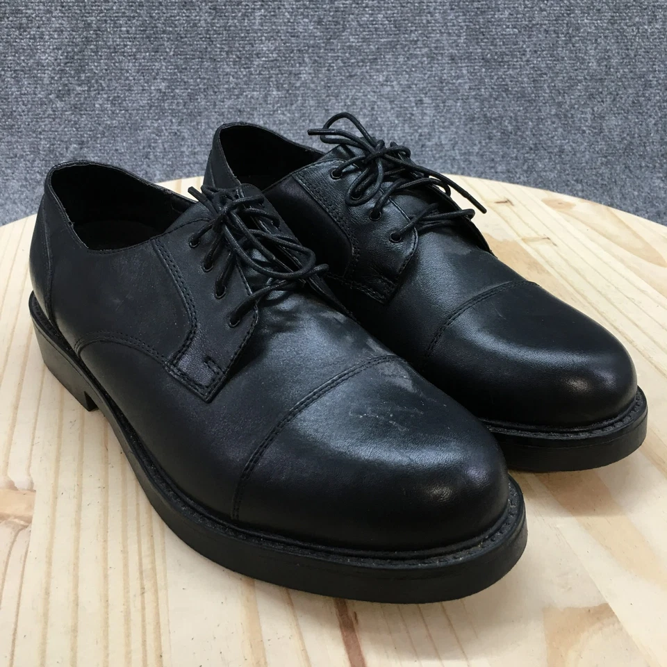 Туфли мужские Thom McAn Dress Shoes 10 Karlov Oxford черные кожаные круглые на шнуровке кубинские - Изображение 3 из 4