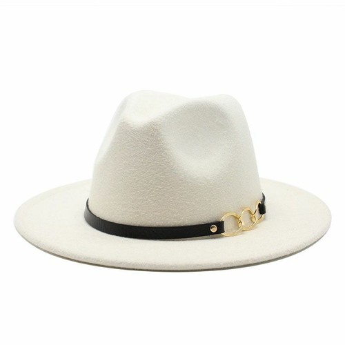 Unisex Felt Jazz Fedoras Hat Flat Brim 