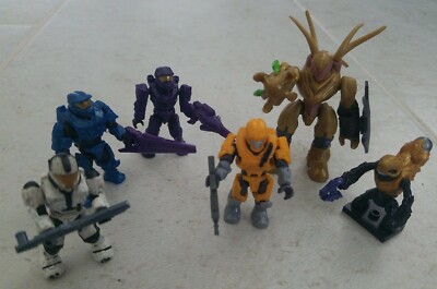 HALO MEGA BLOKS #97082 COVENANT GOLD HUNTER CAPTAIN FIGURE GRUNT 4 SPARTANS! L27