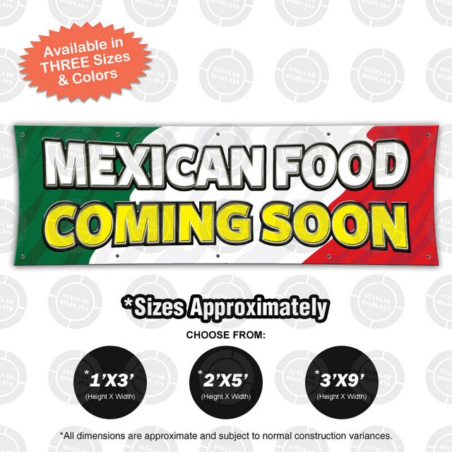 Mexican Food Coming Soon Banner Restaurant Sign Vinyl Wall Poster