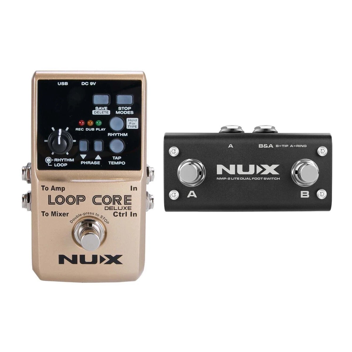 NUX Loop Core Deluxe Guitar Looper Pedal, with NMP-2 Footswitch, 8