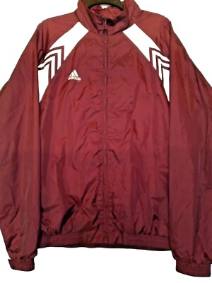 ADIDAS Men's Size Large Stripe Lightweight Maroon Jacket