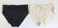 Soma Women  s High Leg Brief Lace Cotton Blend 2 Briefs Black White Size M