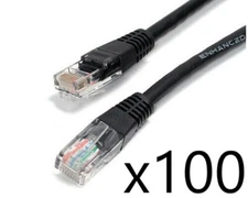 100 Pack Lot 10ft CAT5e Ethernet Network LAN Router Patch Cable Cord Wire Black