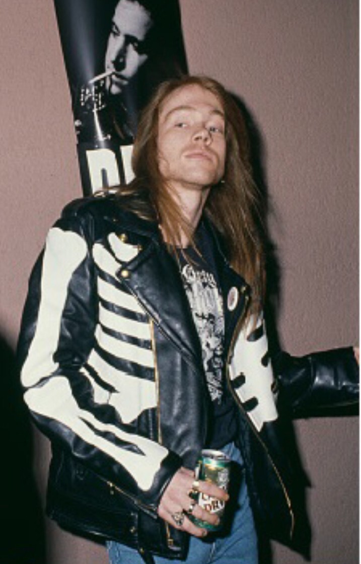 Men's Motorcycle Axl Rose Guns N Roses Skeleton Black Leather Jacket eBay